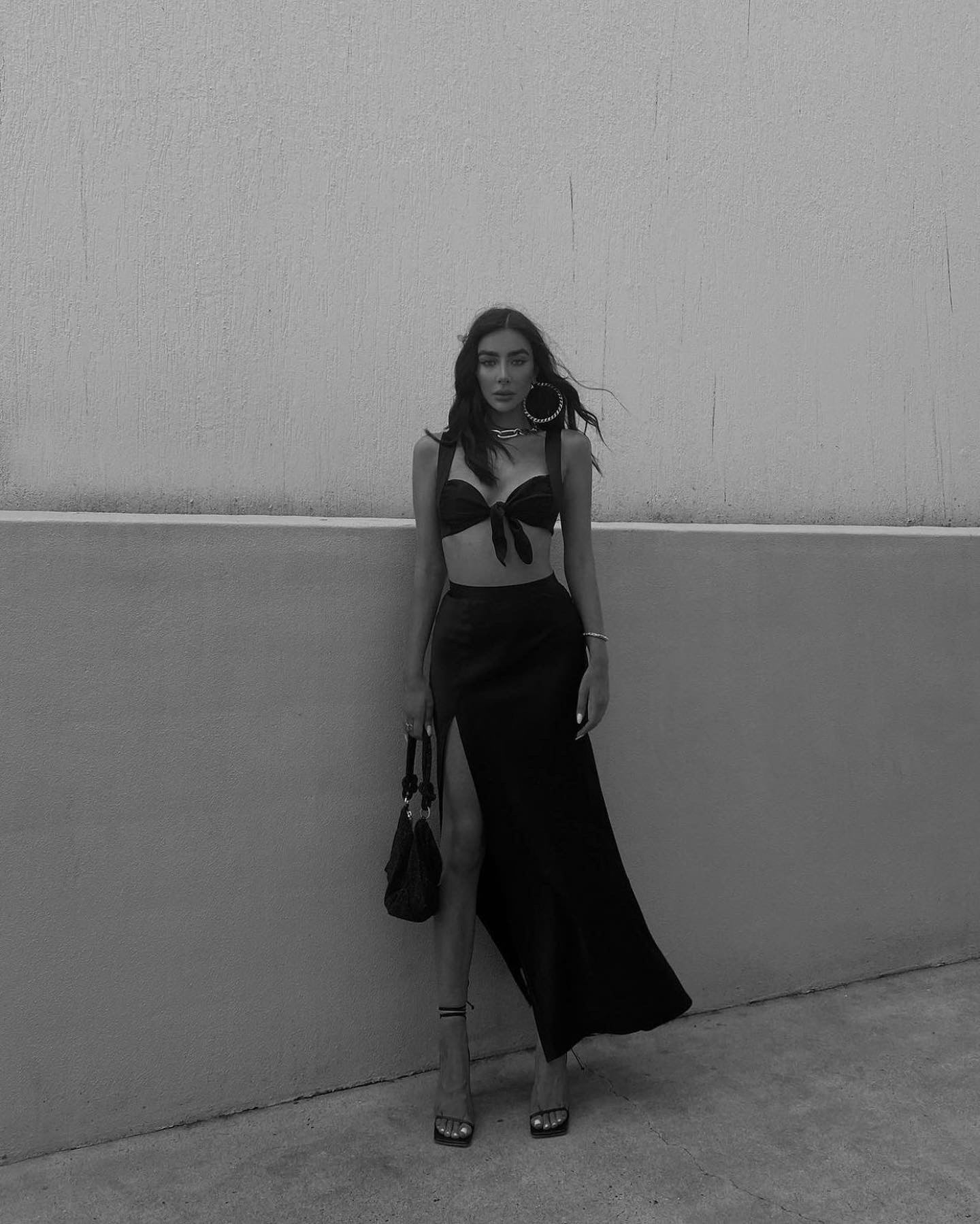 Silk Satin Bias Split Skirt