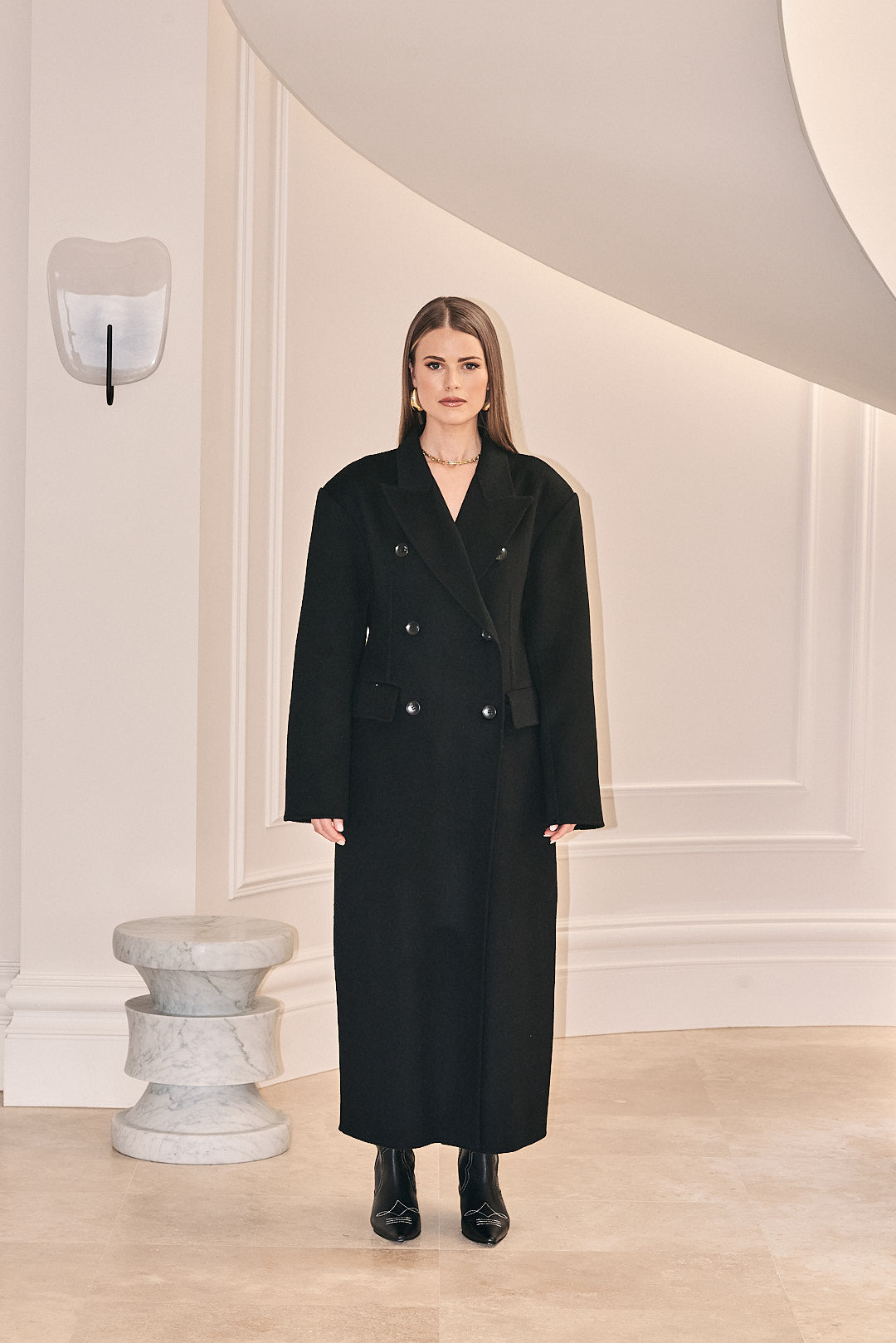 Black Full Length Wool Coat