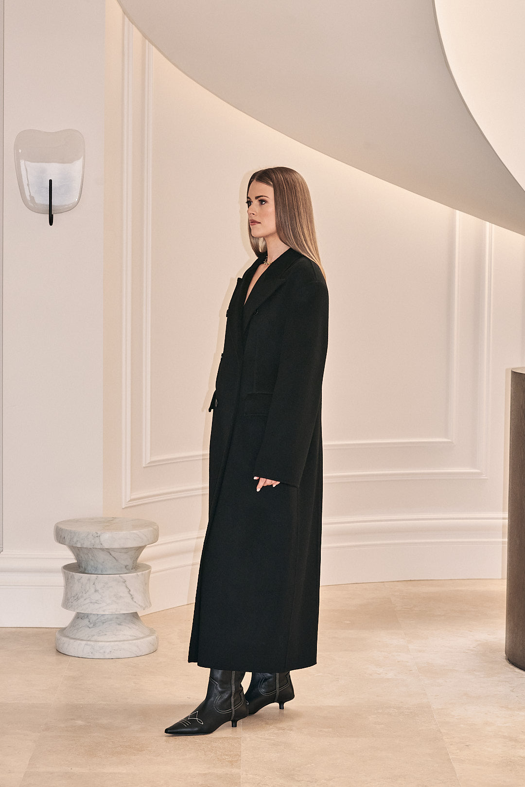 Black Full Length Wool Coat