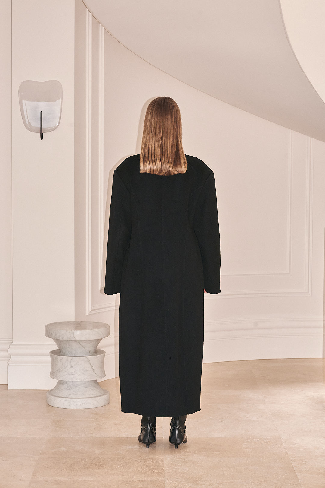 Black Full Length Wool Coat