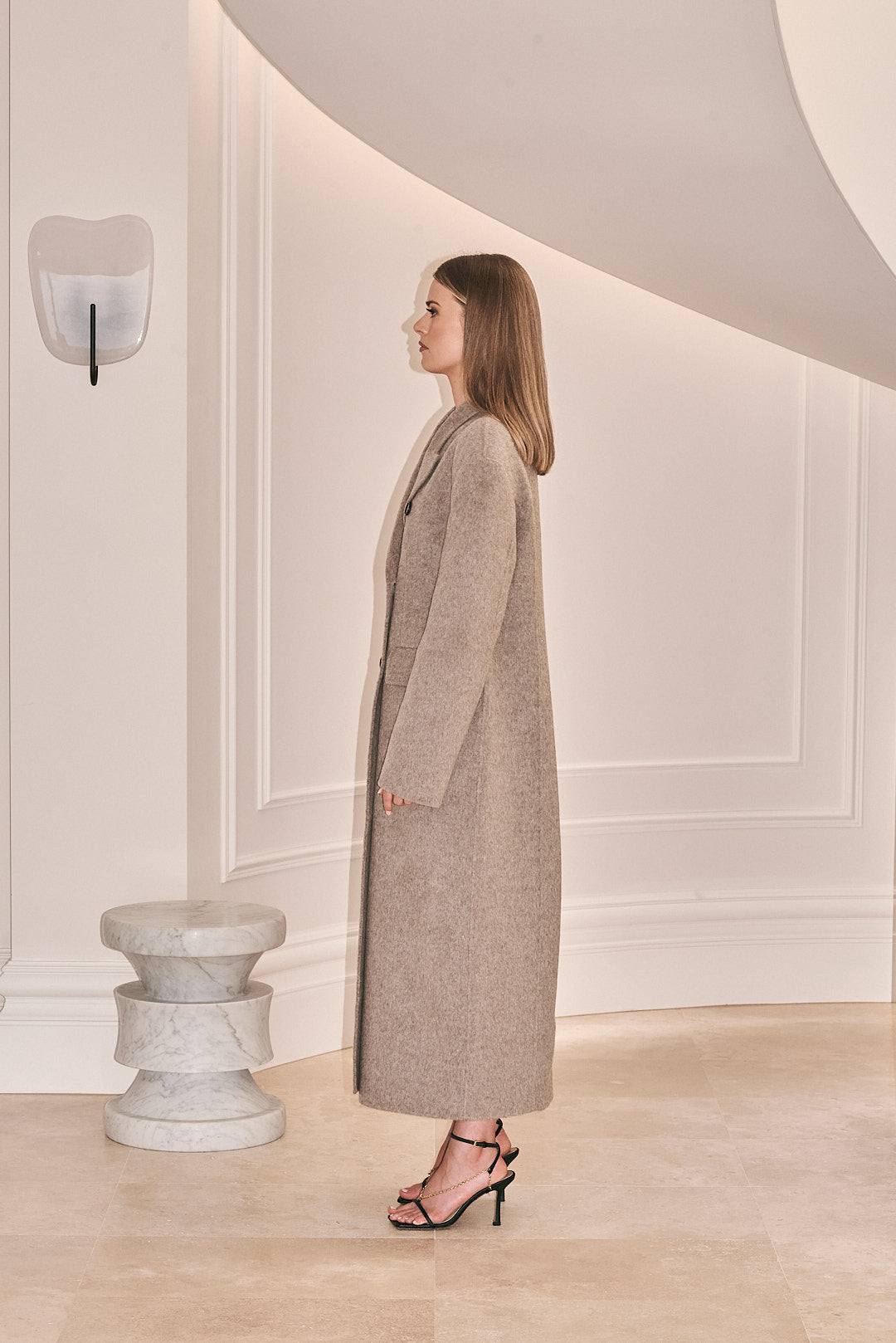 Mocha Full Length Wool Coat