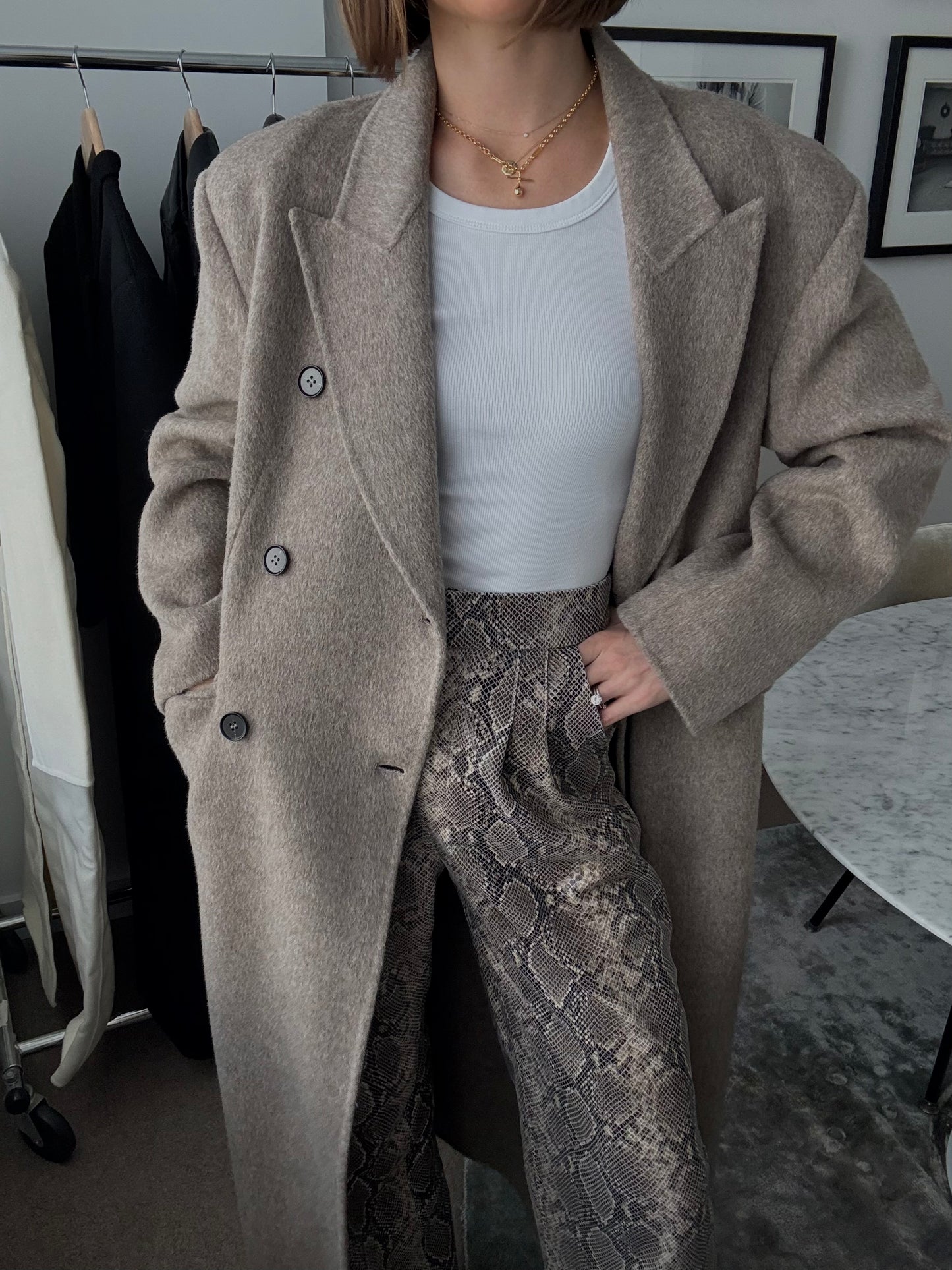 Mocha Full Length Wool Coat