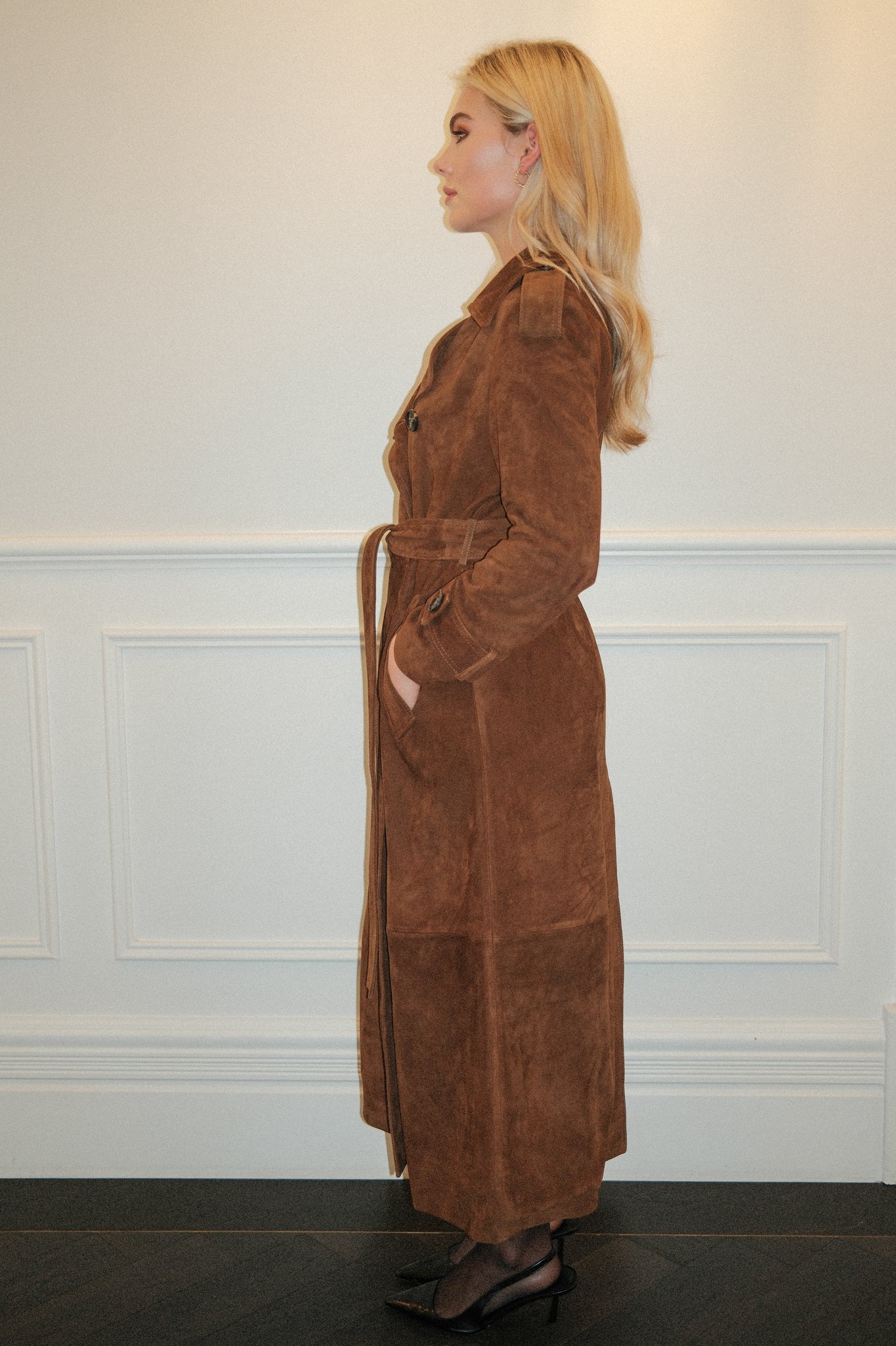 Suede Full Length Trench Coat