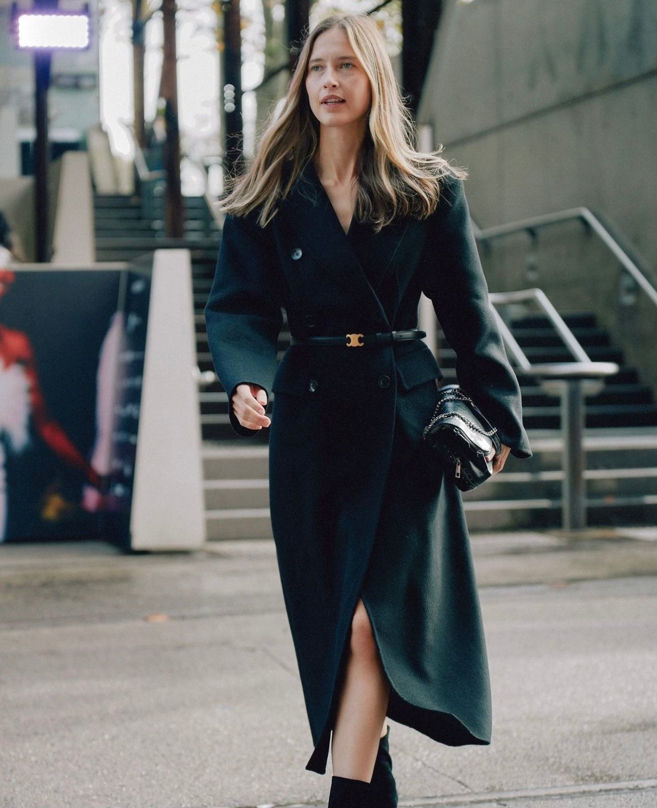 Black Full Length Wool Coat