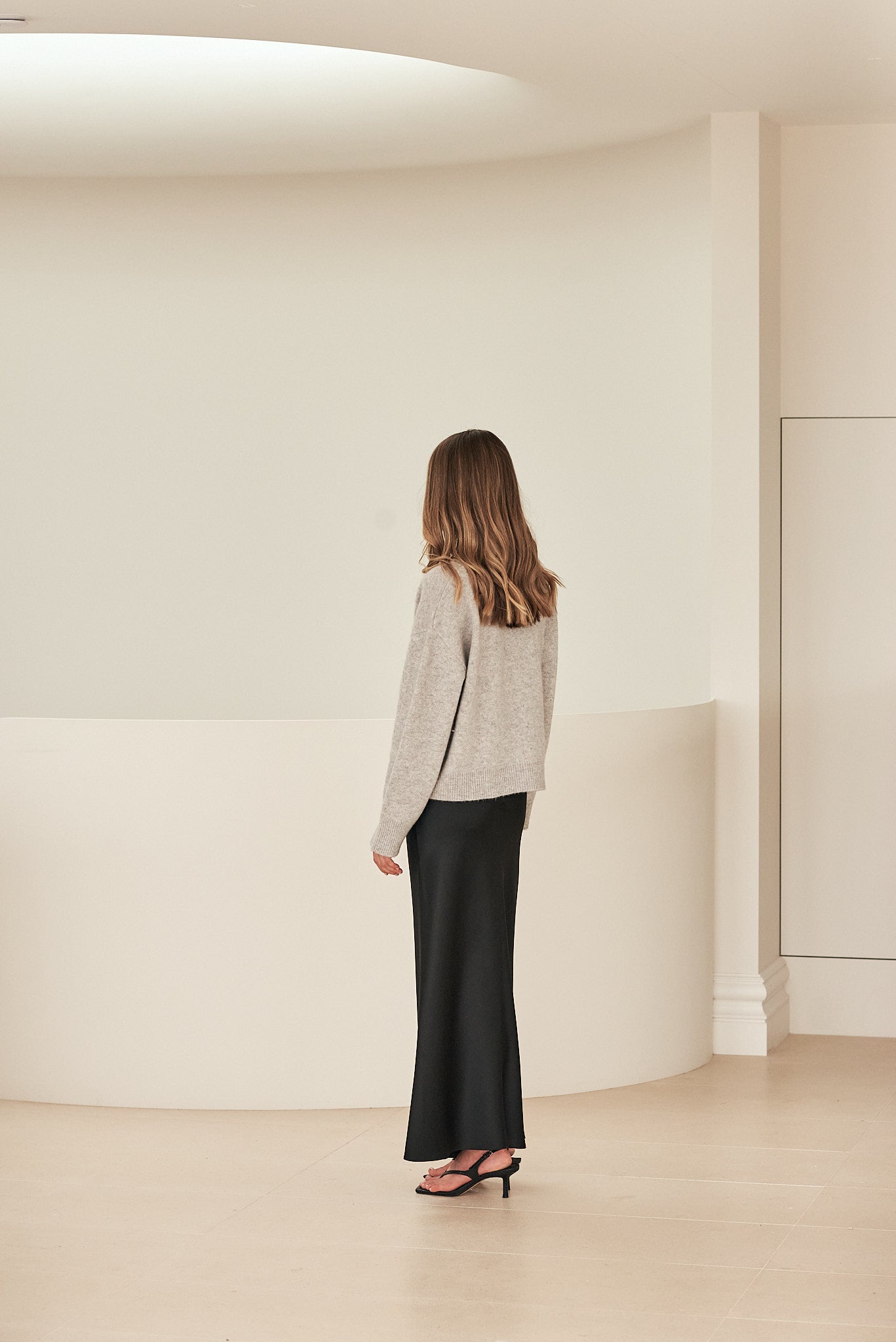 Silk Satin Bias Split Skirt