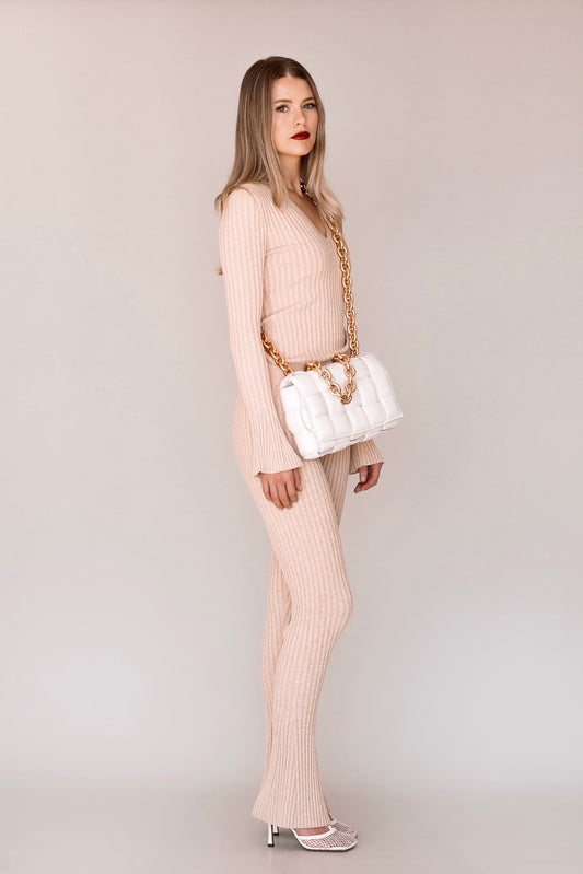 Rib Knit Flared Pant