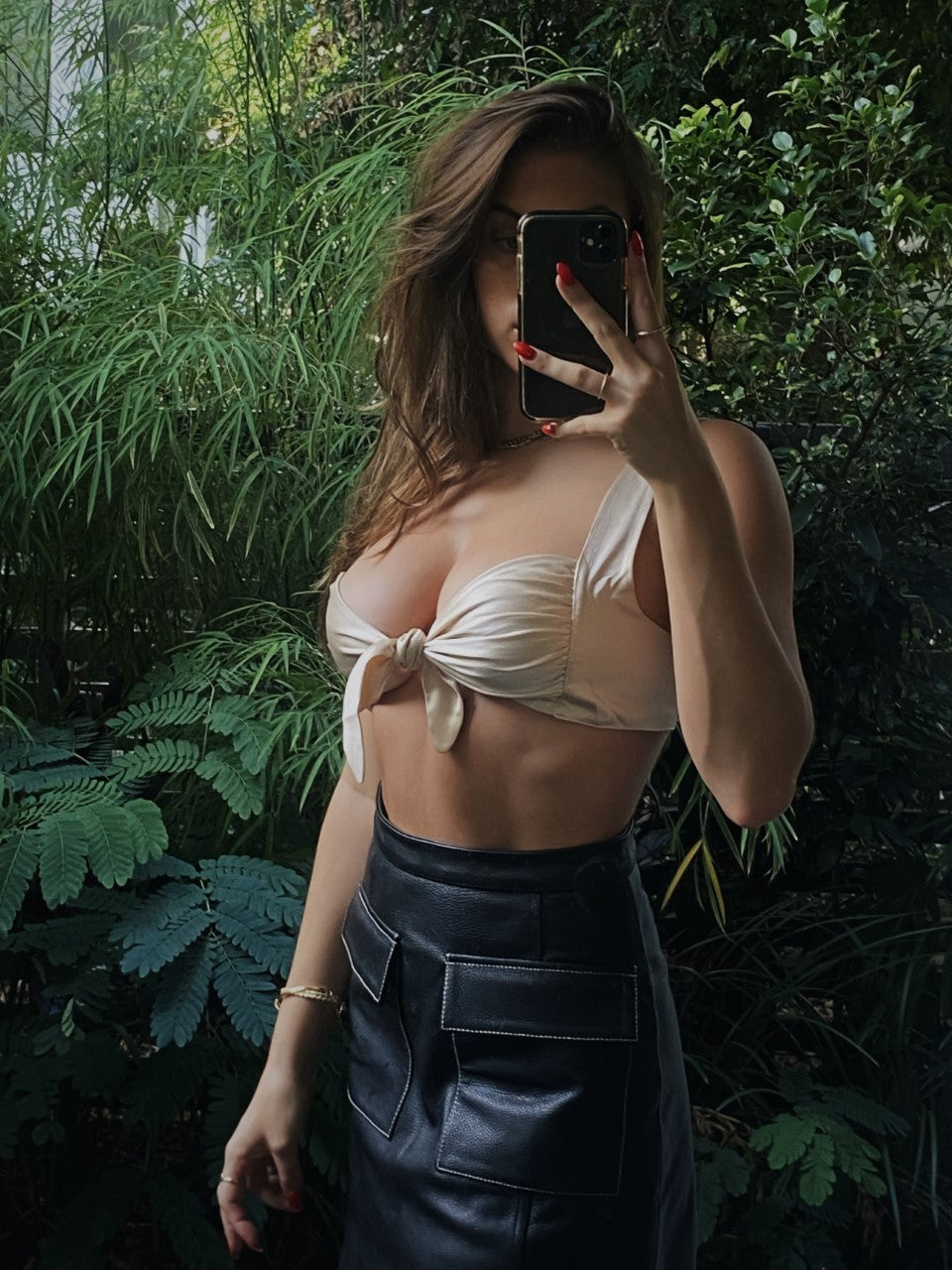 Leather Patch Pocket Skirt