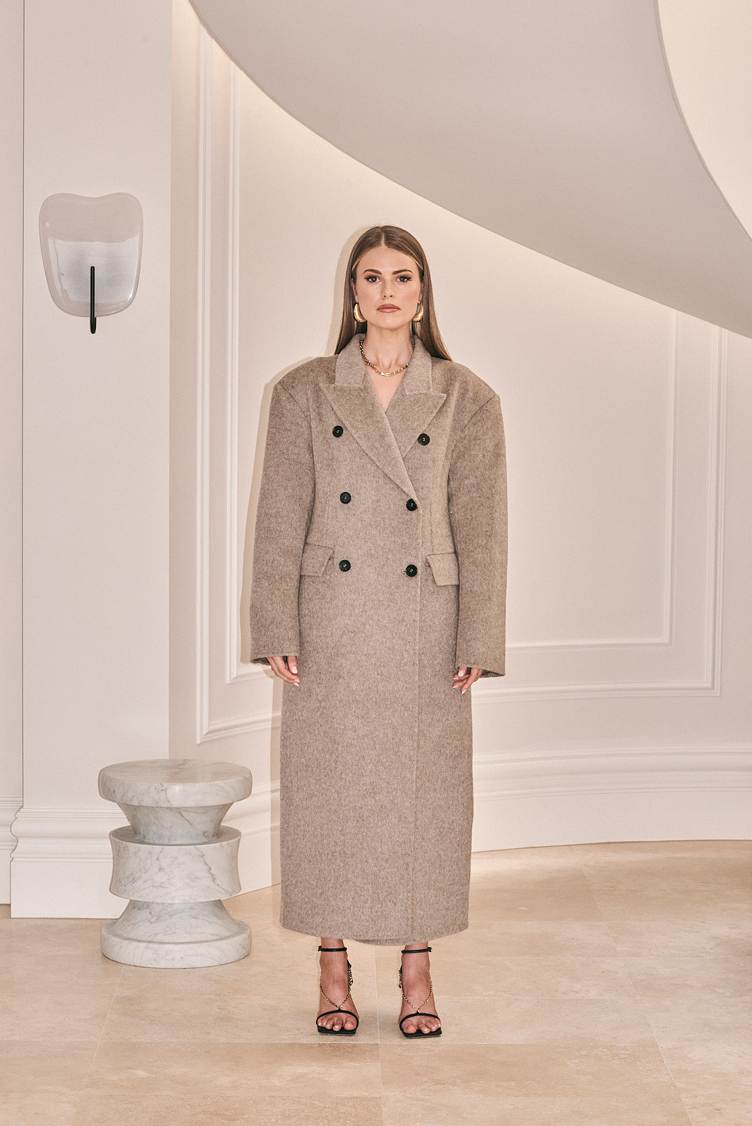 Mocha Full Length Wool Coat SAINT LX