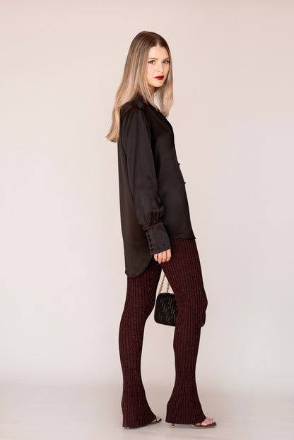 Rib Knit Flared Pant