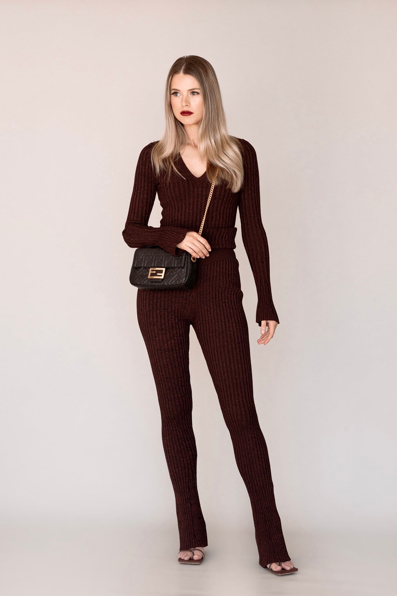 Rib Knit Flared Pant