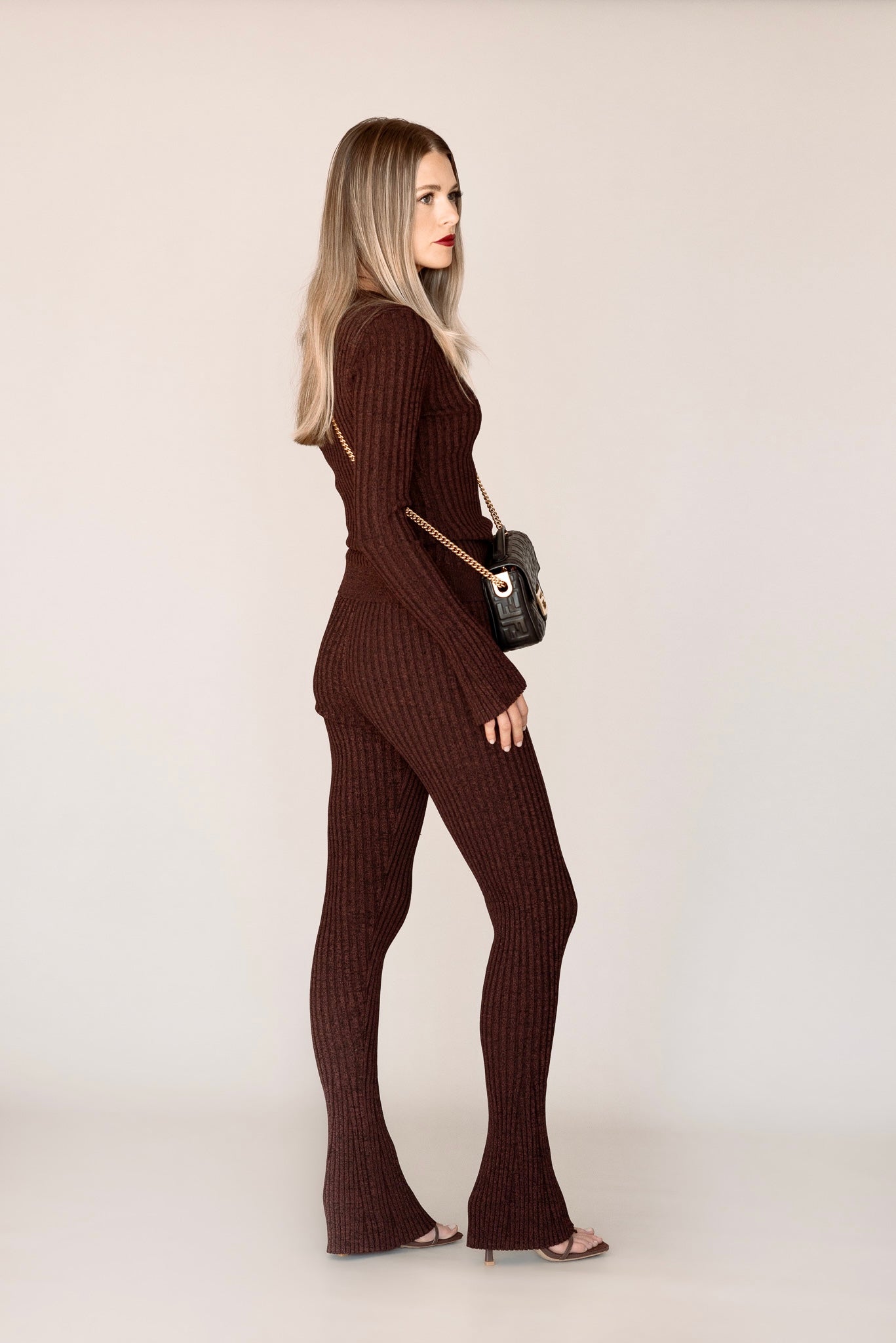 Rib Knit Flared Pant