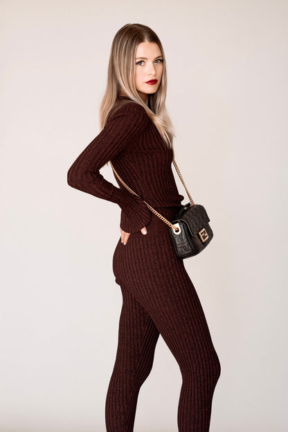 Rib Knit Flared Pant