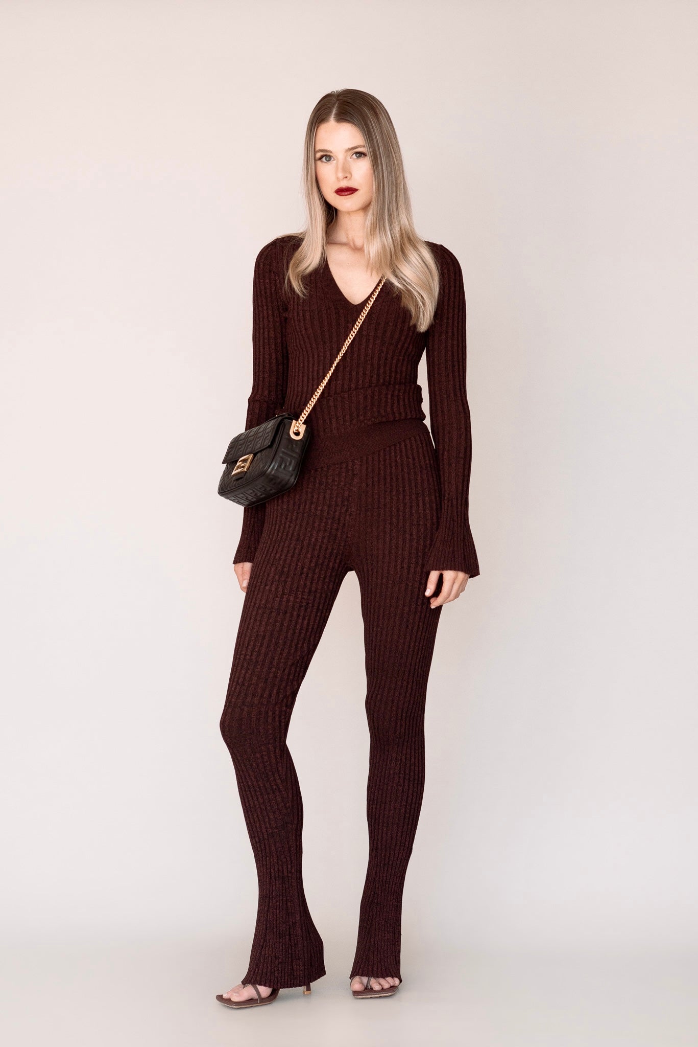 Rib Knit Flared Pant